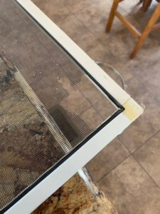 Screen chewed through